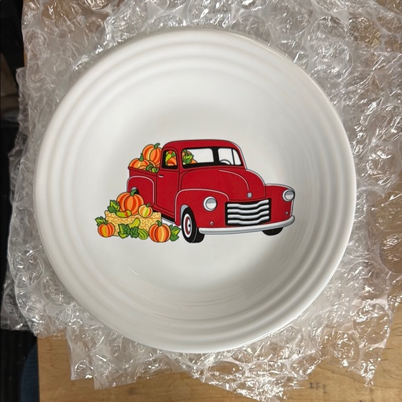NWT Fiestaware Red Truck Harvest 9” Luncheon Plate Exclusive Rare - Picture 2 of 5